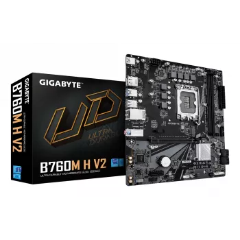 GIGABYTE B760M H V2 emaplaat - toetab Inteli Core 14. põlvkonna protsessoreid, 5+1+1 faasiga digitaalne VRM, kuni 8000 MHz DDR5 (O.C.), 1xPCIe 4.0 M.2, 1GbE LAN, USB 3.2 Gen1