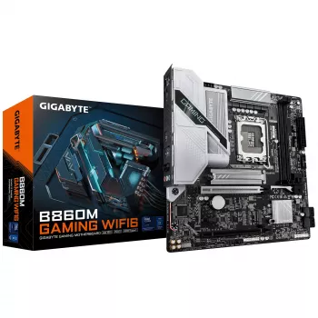 Emaplaat GIGABYTE B860M GAMING WIFI6 — Micro ATX, LGA 1851, DDR5 kuni 9066 MHz, 2 DIMM, PCIe 5.0, 2.5GbE, Wi‑Fi 6E