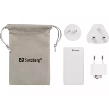 Sandberg 4in1 TravelCharger 65W valge, siseruum, vahelduvvool, 20 V, valge