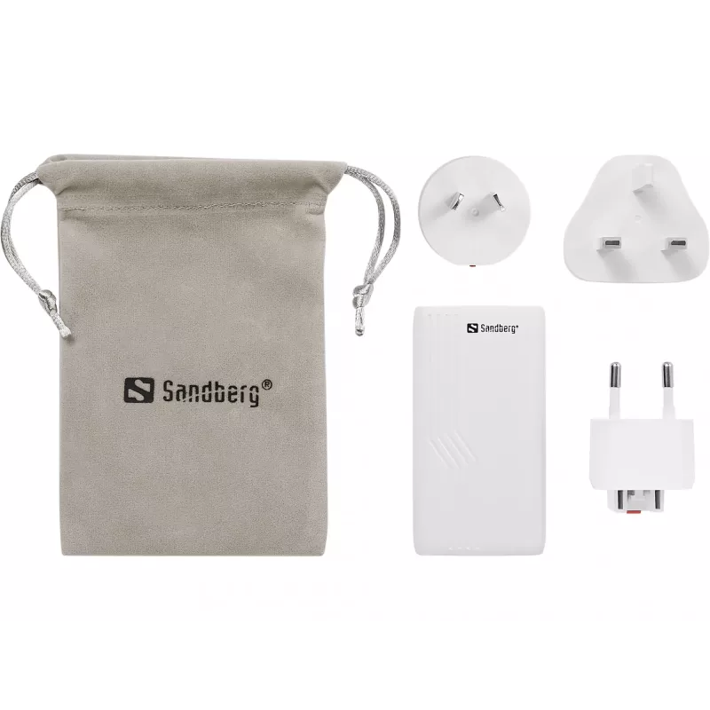 Sandberg 4in1 TravelCharger 65W valge, siseruum, vahelduvvool, 20 V, valge