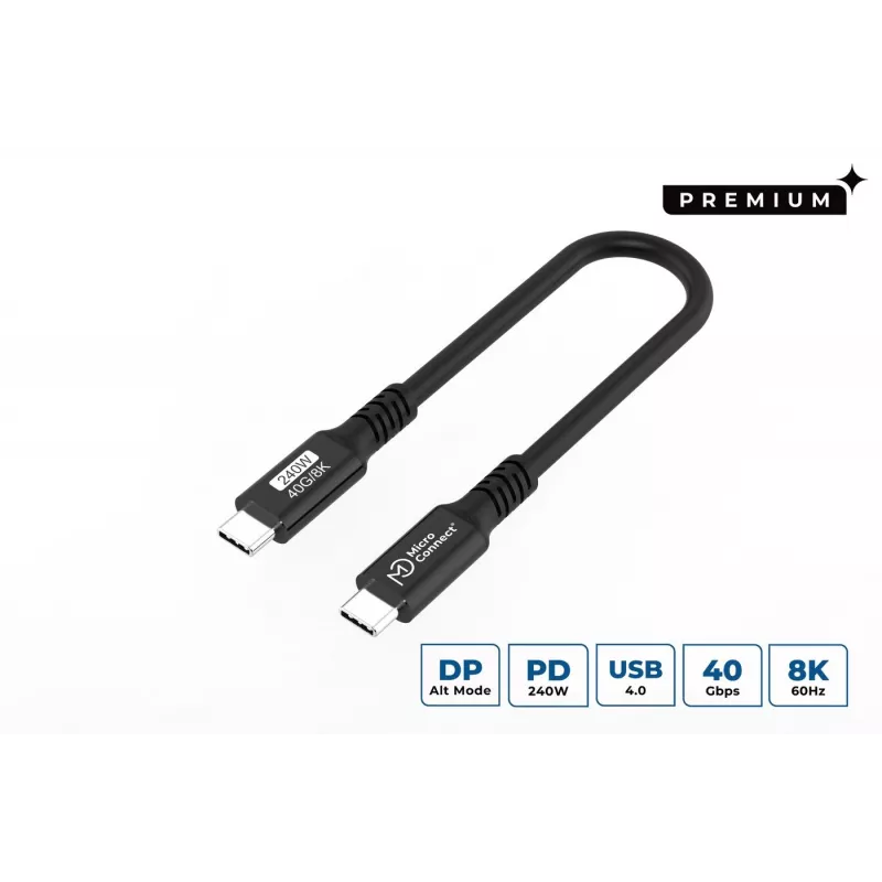 Microconnect USB4CC015-240W USB-kaabel USB4 Gen 3x2 0,15 m USB C Must
