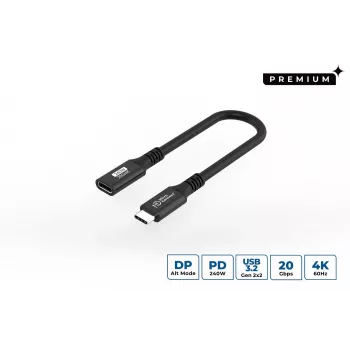 USB-C–USB-C kaabel MicroConnect USB3.2CC015EX, USB 3.2 Gen 2x2, 0,15 m, must