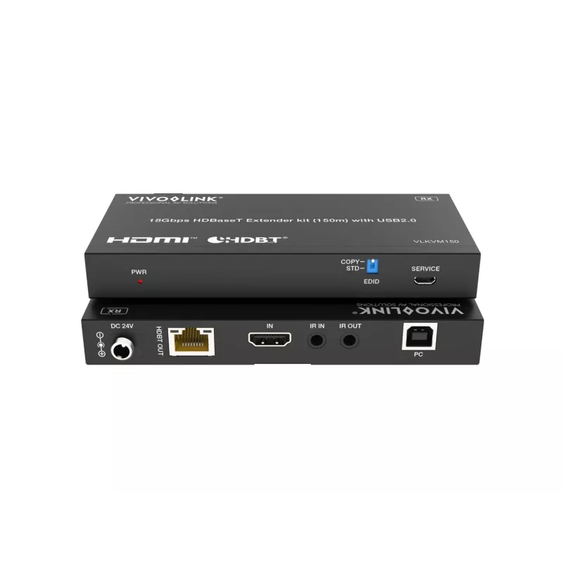 KVM-komplekt VivoLink VLKVM150 HDBaseT KVM-pikendaja 18 Gbps, ulatus kuni 150 m