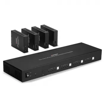 Lindy 70m Cat.6 4x4 HDMI 4K60 Maatrikspikendaja, 3840 x 2160 pikslit, AV saatja ja vastuvõtja, 70 m, juhtmega, must, HDCP