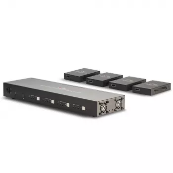 Lindy 70m Cat.6 4x4 HDMI 4K60 Maatrikspikendaja, 3840 x 2160 pikslit, AV saatja ja vastuvõtja, 70 m, juhtmega, must, HDCP