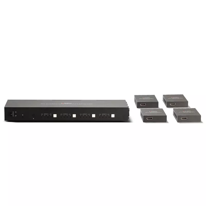 Lindy 70m Cat.6 4x4 HDMI 4K60 Maatrikspikendaja, 3840 x 2160 pikslit, AV saatja ja vastuvõtja, 70 m, juhtmega, must, HDCP