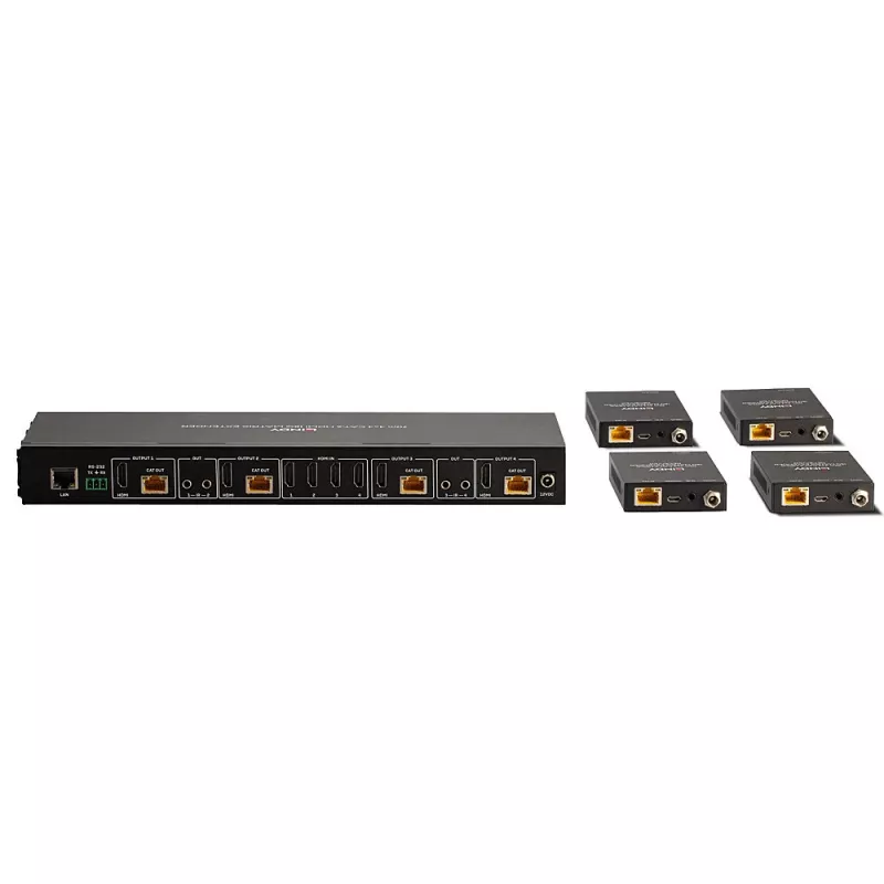 Lindy 70m Cat.6 4x4 HDMI 4K60 Maatrikspikendaja, 3840 x 2160 pikslit, AV saatja ja vastuvõtja, 70 m, juhtmega, must, HDCP