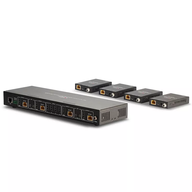 Lindy 70m Cat.6 4x4 HDMI 4K60 Maatrikspikendaja, 3840 x 2160 pikslit, AV saatja ja vastuvõtja, 70 m, juhtmega, must, HDCP