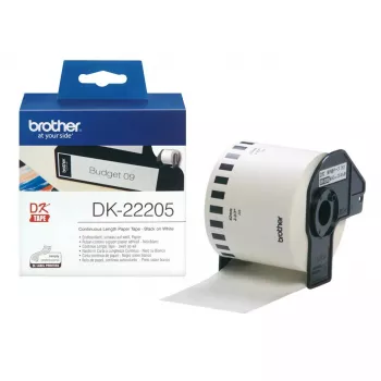 Pidev etikett Brother DK22205 must valgel 6,2 cm x 30,48 m