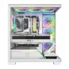 PC-korpus MODECOM VOLCANO STELLAR PLUS ARGB MIDI 8F VALGE — mid-torn, ATX, karastatud klaas, ARGB valgustus, 8 ventilaatorit, GPU kuni 42 cm