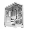 PC-korpus MODECOM VOLCANO STELLAR PLUS ARGB MIDI 8F VALGE — mid-torn, ATX, karastatud klaas, ARGB valgustus, 8 ventilaatorit, GPU kuni 42 cm