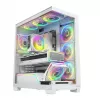 PC-korpus MODECOM VOLCANO STELLAR PLUS ARGB MIDI 8F VALGE — mid-torn, ATX, karastatud klaas, ARGB valgustus, 8 ventilaatorit, GPU kuni 42 cm