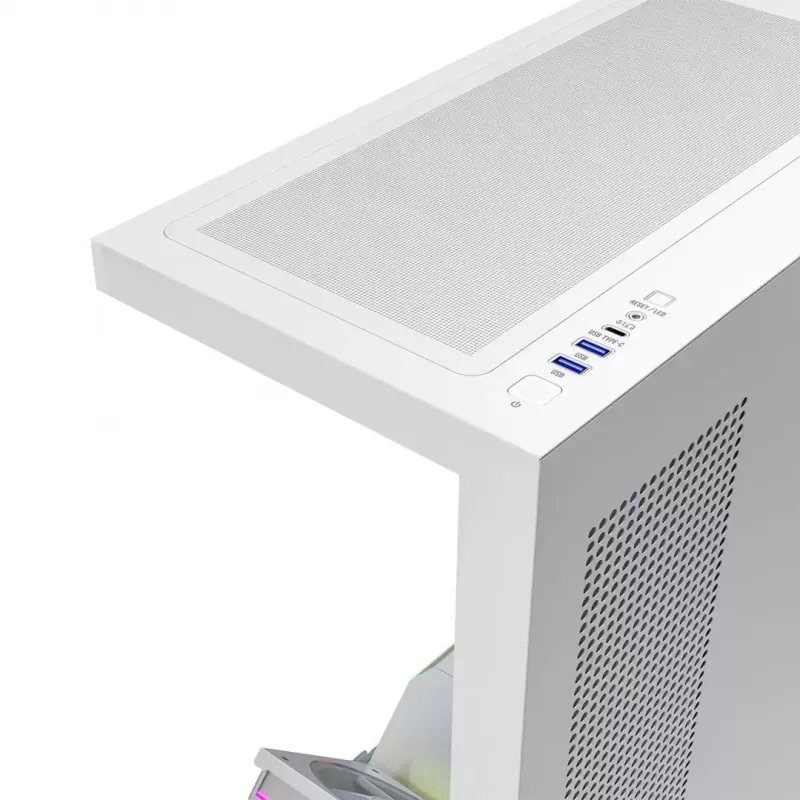 PC-korpus MODECOM VOLCANO STELLAR PLUS ARGB MIDI 8F VALGE — mid-torn, ATX, karastatud klaas, ARGB valgustus, 8 ventilaatorit, GPU kuni 42 cm