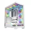 PC-korpus MODECOM VOLCANO STELLAR PLUS ARGB MIDI 8F VALGE — mid-torn, ATX, karastatud klaas, ARGB valgustus, 8 ventilaatorit, GPU kuni 42 cm
