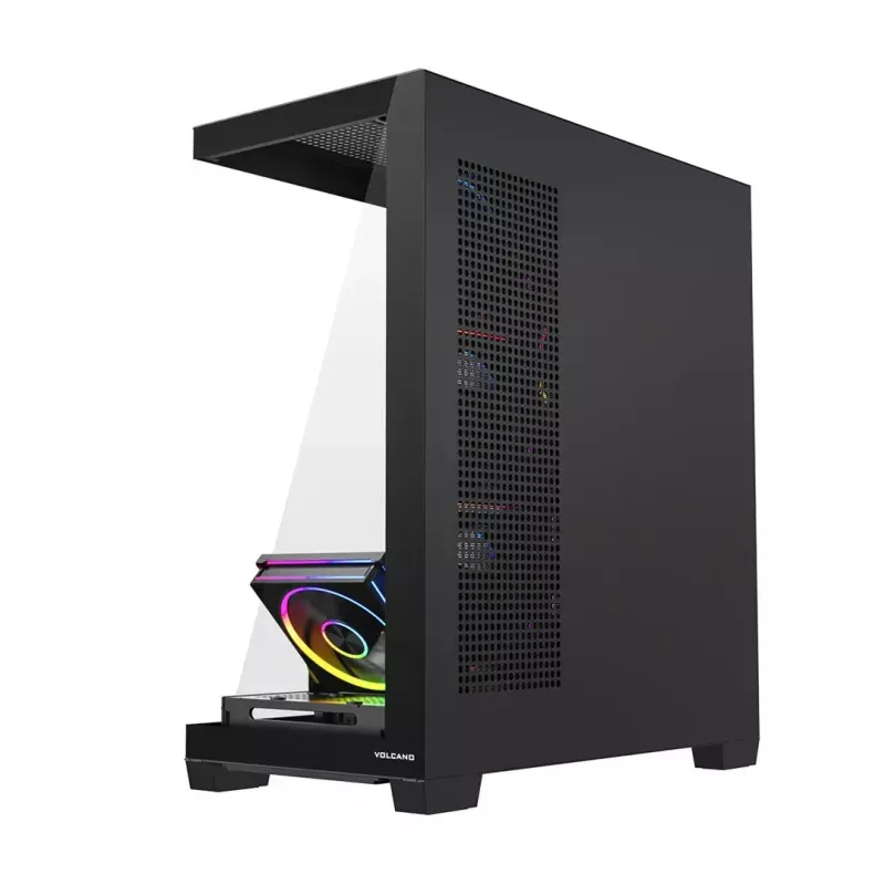 Arvuti keskmine tornkorpus MODECOM VOLCANO STELLAR PLUS ARGB MIDI, 5 esiventilaatorit, karastatud klaas, USB-C
