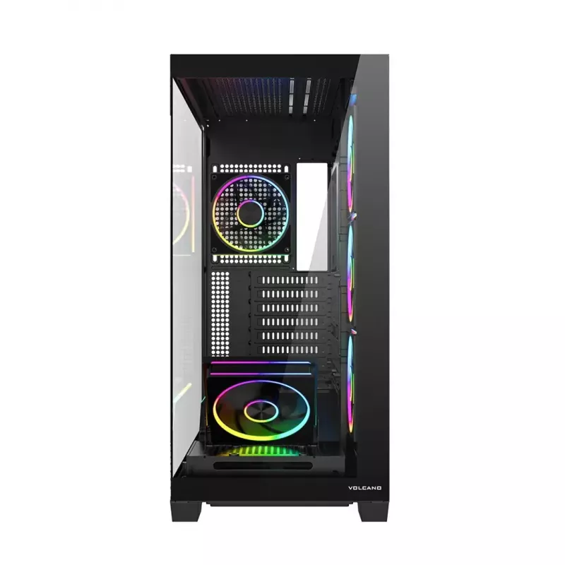 Arvuti keskmine tornkorpus MODECOM VOLCANO STELLAR PLUS ARGB MIDI, 5 esiventilaatorit, karastatud klaas, USB-C