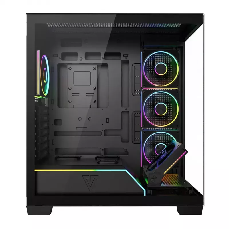 Arvuti keskmine tornkorpus MODECOM VOLCANO STELLAR PLUS ARGB MIDI, 5 esiventilaatorit, karastatud klaas, USB-C