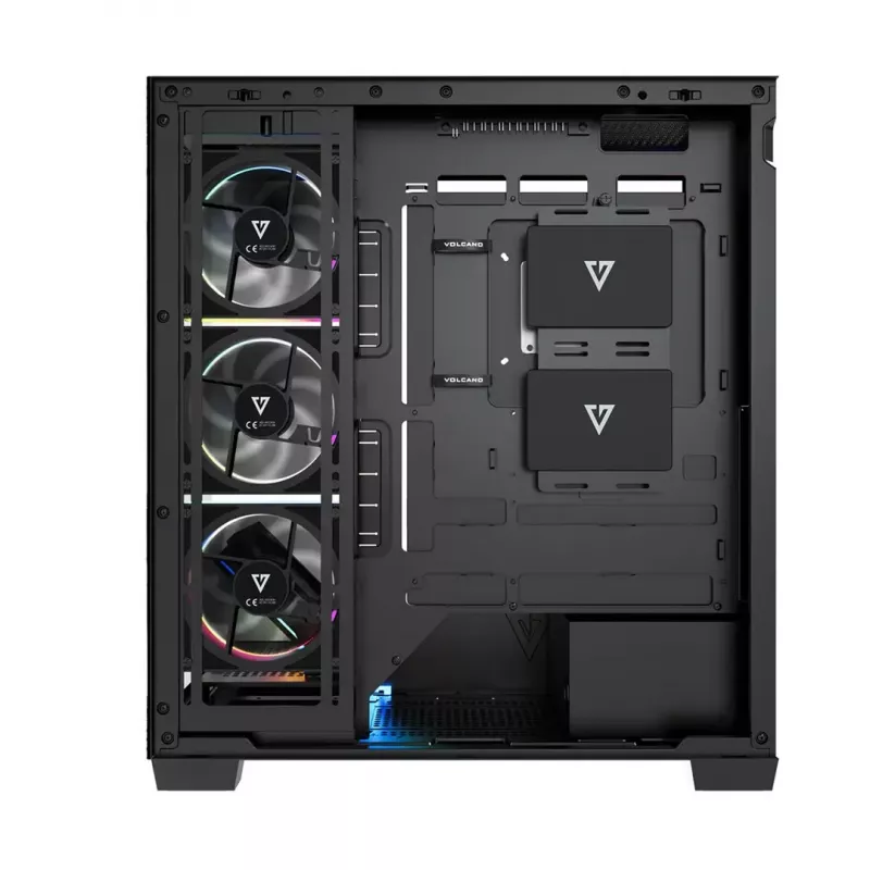 Arvuti keskmine tornkorpus MODECOM VOLCANO STELLAR PLUS ARGB MIDI, 5 esiventilaatorit, karastatud klaas, USB-C