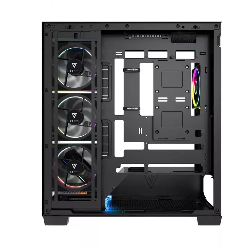 Arvuti keskmine tornkorpus MODECOM VOLCANO STELLAR PLUS ARGB MIDI, 5 esiventilaatorit, karastatud klaas, USB-C