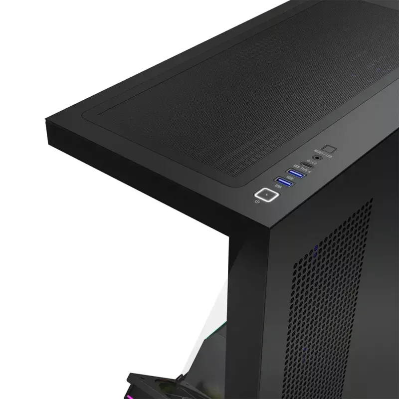 Arvuti keskmine tornkorpus MODECOM VOLCANO STELLAR PLUS ARGB MIDI, 5 esiventilaatorit, karastatud klaas, USB-C