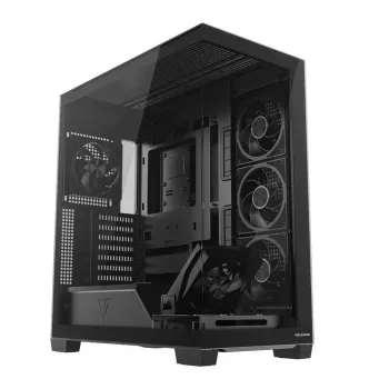 Arvuti keskmine tornkorpus MODECOM VOLCANO STELLAR PLUS ARGB MIDI, 5 esiventilaatorit, karastatud klaas, USB-C