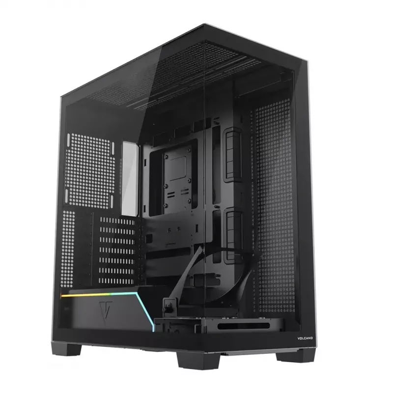Arvutikorpus MODECOM VOLCANO STELLAR PLUS MIDI MUST — mid-tower ATX, karastatud klaas, USB-C, toetab kuni 420 mm GPU