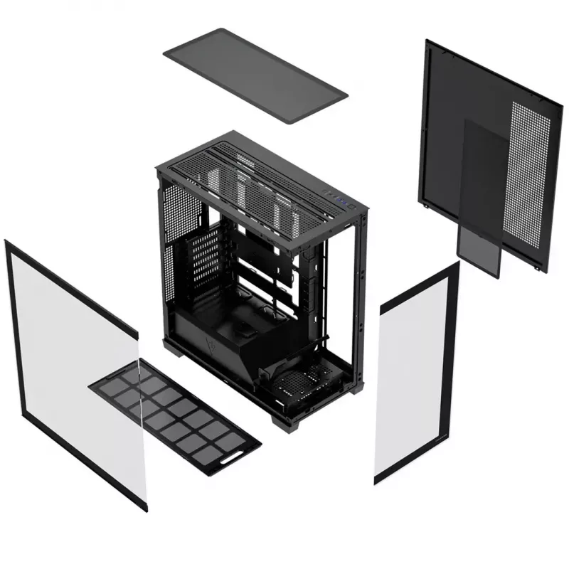 Arvutikorpus MODECOM VOLCANO STELLAR PLUS MIDI MUST — mid-tower ATX, karastatud klaas, USB-C, toetab kuni 420 mm GPU