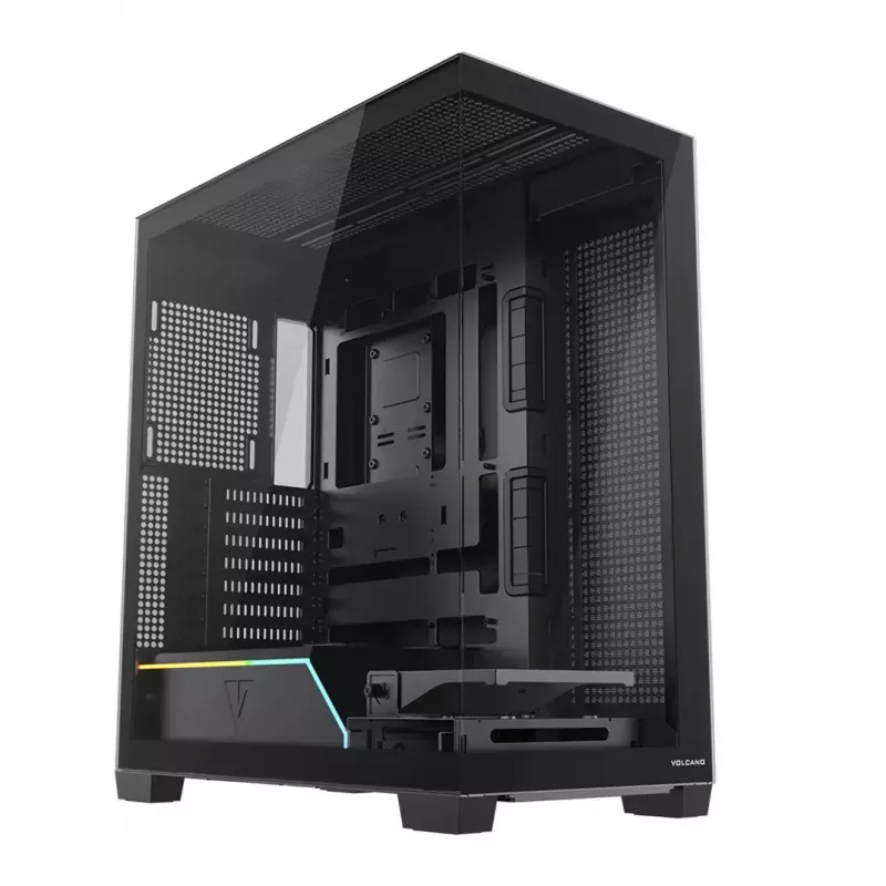 Arvutikorpus MODECOM VOLCANO STELLAR PLUS MIDI MUST — mid-tower ATX, karastatud klaas, USB-C, toetab kuni 420 mm GPU