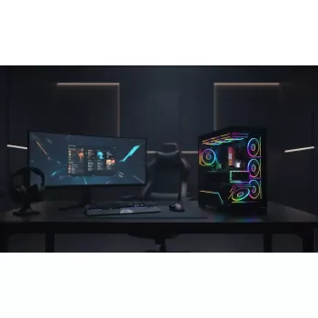 Arvutikorpus MODECOM VOLCANO STELLAR PLUS MIDI MUST — mid-tower ATX, karastatud klaas, USB-C, toetab kuni 420 mm GPU