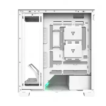 PC case MODECOM VOLCANO STELLAR PLUS MIDI Valge — Midi Tower, microATX, karastatud klaas, USB-C, toetab GPU 420 mm