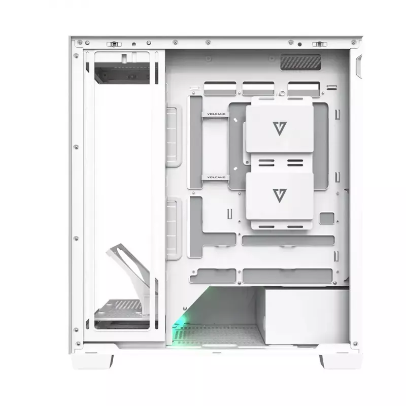 PC case MODECOM VOLCANO STELLAR PLUS MIDI Valge — Midi Tower, microATX, karastatud klaas, USB-C, toetab GPU 420 mm
