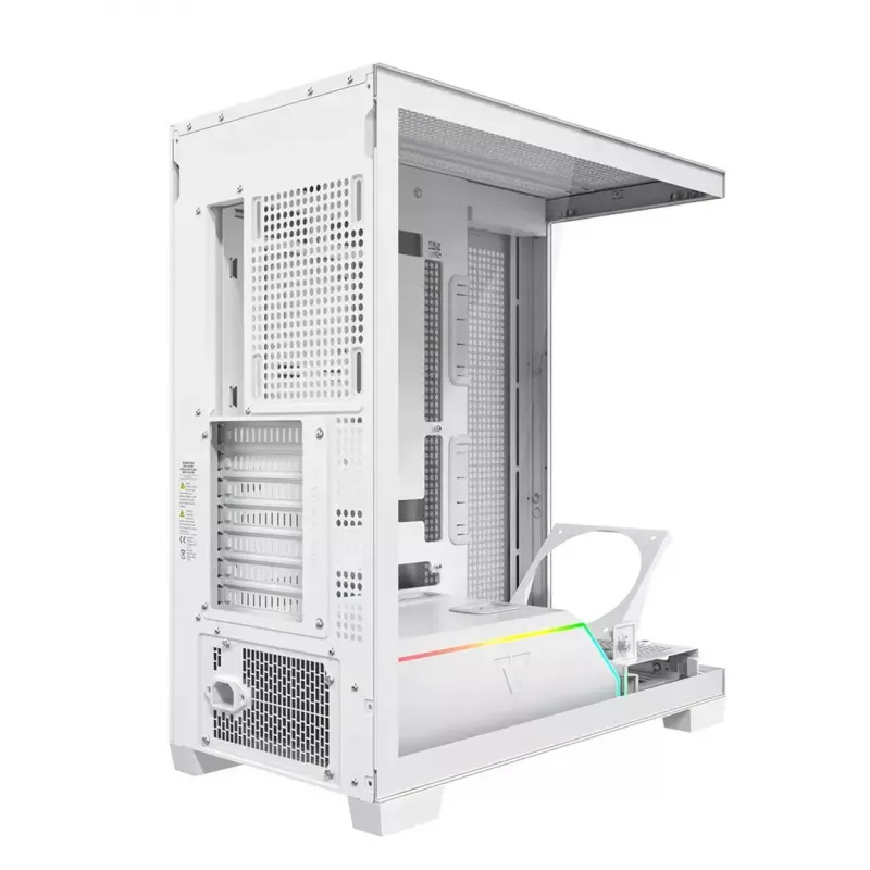 PC case MODECOM VOLCANO STELLAR PLUS MIDI Valge — Midi Tower, microATX, karastatud klaas, USB-C, toetab GPU 420 mm