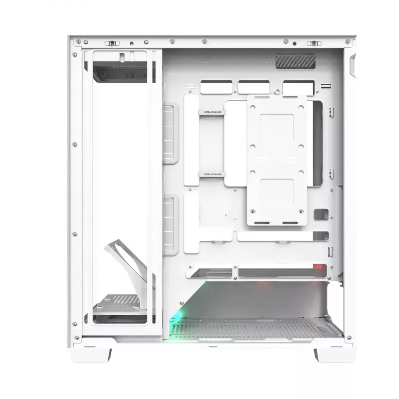 PC case MODECOM VOLCANO STELLAR PLUS MIDI Valge — Midi Tower, microATX, karastatud klaas, USB-C, toetab GPU 420 mm