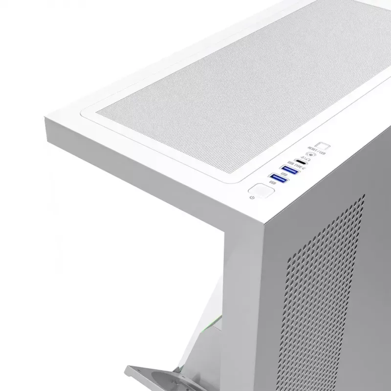 PC case MODECOM VOLCANO STELLAR PLUS MIDI Valge — Midi Tower, microATX, karastatud klaas, USB-C, toetab GPU 420 mm
