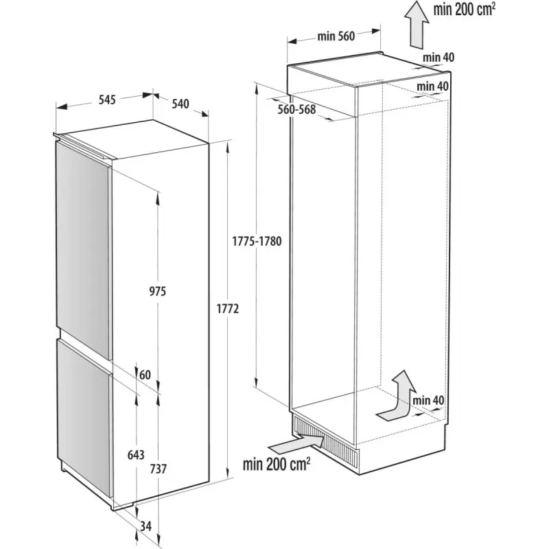 Gorenje NRKI517E41 Built-in 252 L Valge
