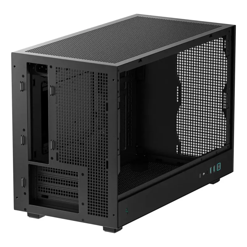 PC-korpus DeepCool CH260 Mikrotorn Must — Mikro-ATX/Mini-ITX, karastatud klaas, USB-C, max GPU 413 mm