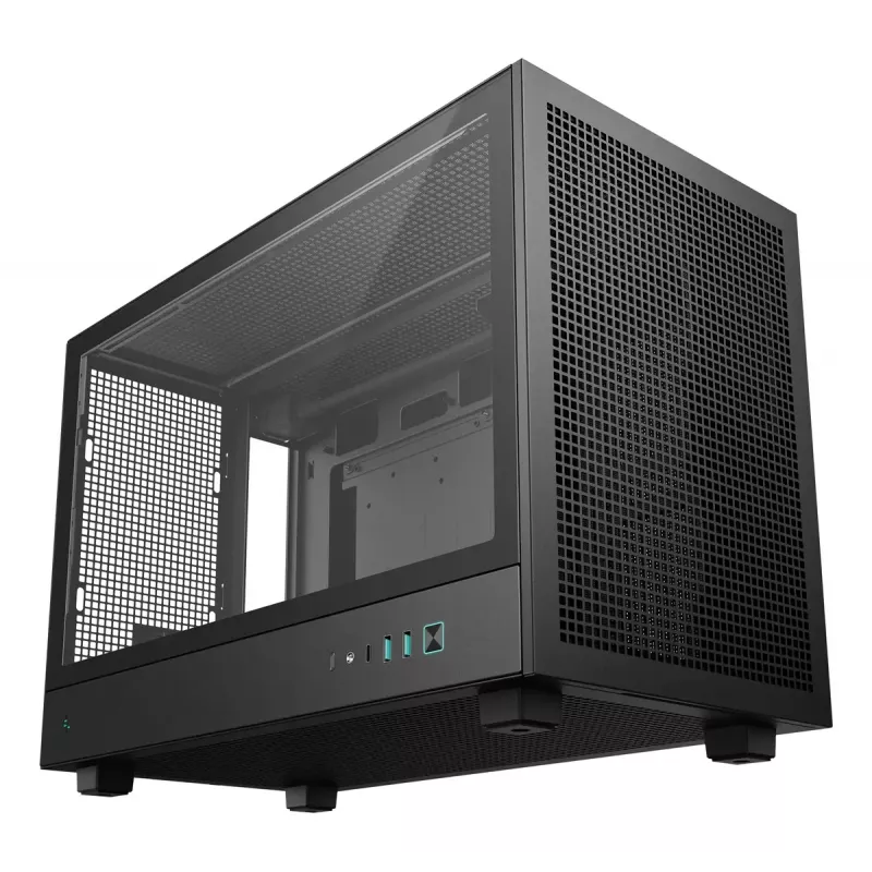 PC-korpus DeepCool CH260 Mikrotorn Must — Mikro-ATX/Mini-ITX, karastatud klaas, USB-C, max GPU 413 mm