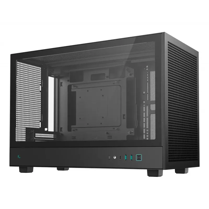 PC-korpus DeepCool CH260 Mikrotorn Must — Mikro-ATX/Mini-ITX, karastatud klaas, USB-C, max GPU 413 mm