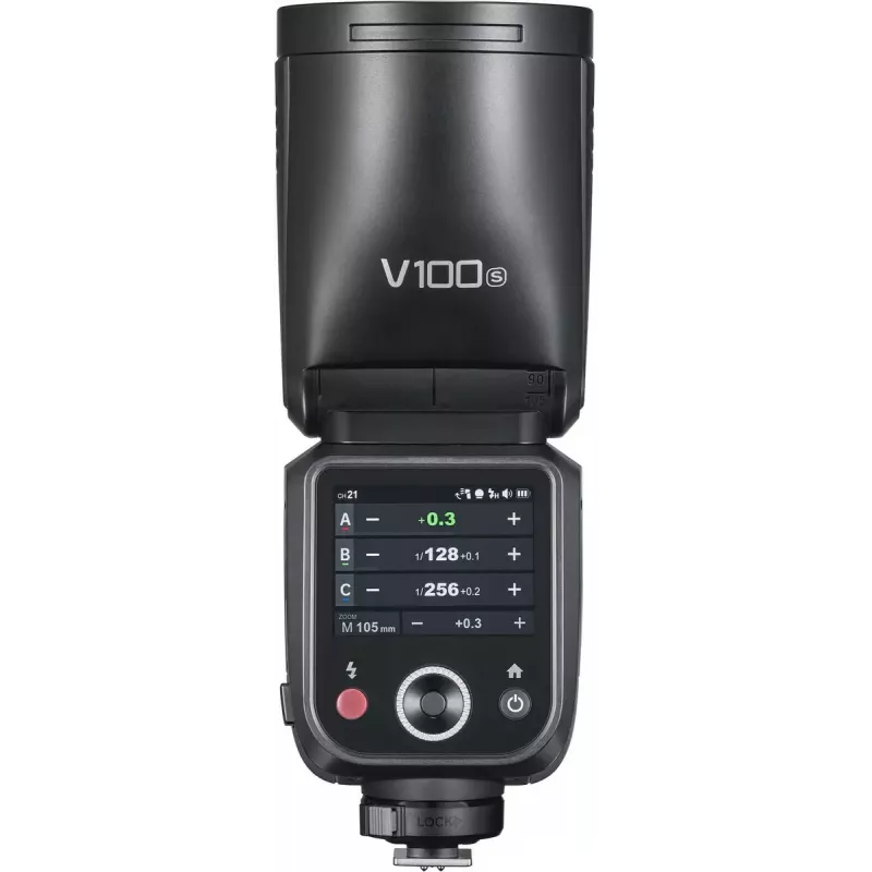 Flash Godox V100 Sony'le — kaasaskantav 100 Ws kaamera välklamp, sisseehitatud taaslaetav aku