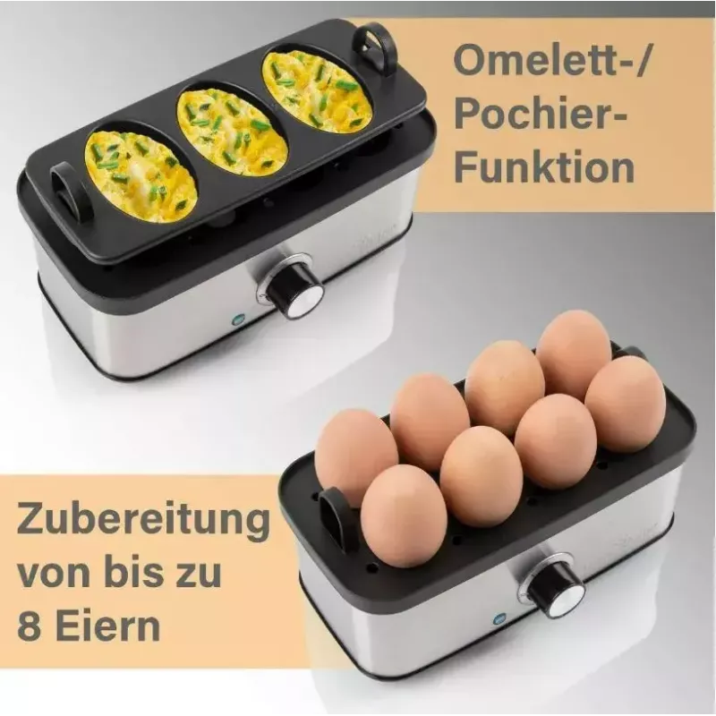 Elektriline munakeetja ProfiCook 501275 — roostevabast terasest, 7‑munaline, omleti-/pošeerimissisend