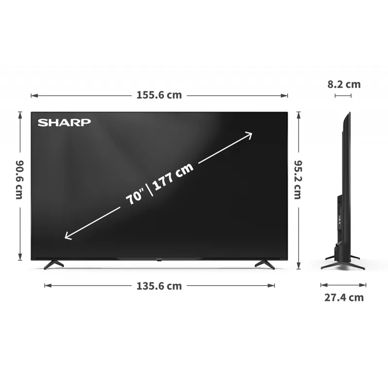 Sharp 70HP5265E TV 177,8 cm (70 tolli) 4K Ultra HD nutiteler Wi-Fi must