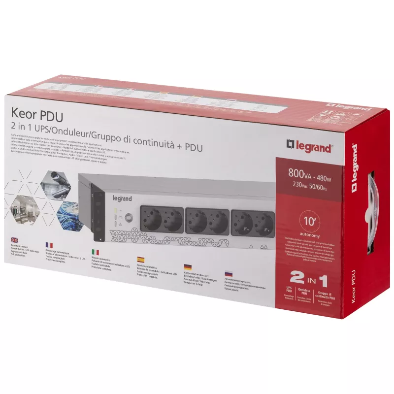 Legrand Keor UPS PDU 800VA FR SISEND 8 FR VÄLJUNDIT katkematu toiteallikas (UPS) Ooterežiim (Offline) 0,8 kVA 480 W 8 vahelduvvoolu pistikupesa(d)
