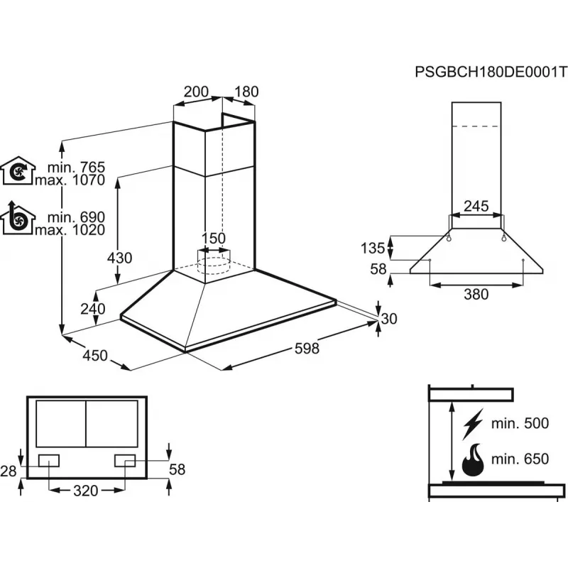 Electrolux LFC316X seinale kinnitatav roostevabast terasest 420 m³/h