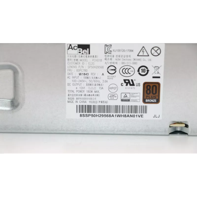 Lenovo 00PC780 toiteplokk 180 W Hõbedane