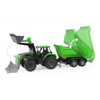 Mehaaniline mängutraktor Lena Deutz-Fahr Worxx, 74 cm pikkusega ja eemaldatava haagisega