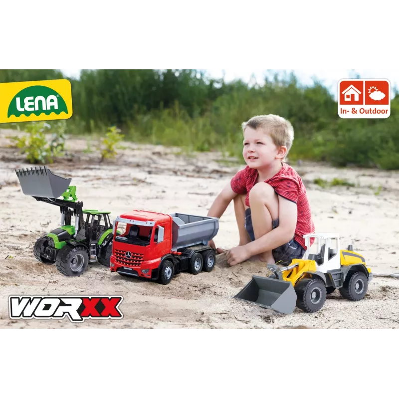 Mehaaniline mängutraktor Lena Deutz-Fahr Worxx, 74 cm pikkusega ja eemaldatava haagisega