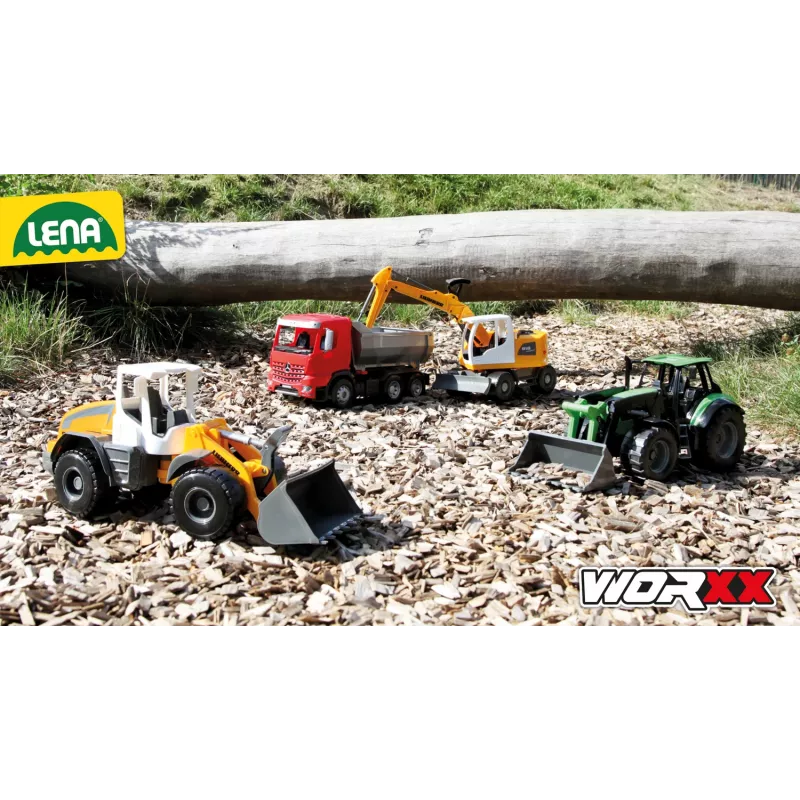 Mehaaniline mängutraktor Lena Deutz-Fahr Worxx, 74 cm pikkusega ja eemaldatava haagisega