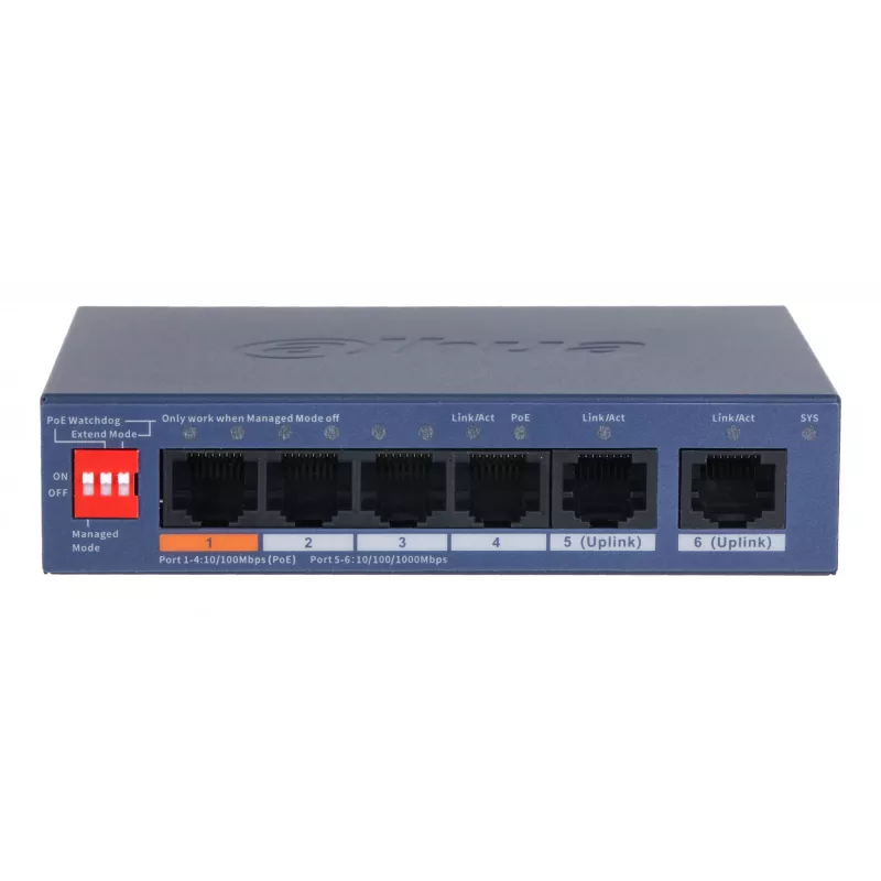 Dahua Technology CS4006-4ET2GT-60 võrgulüliti Hallatav L2 Gigabit Ethernet (10/100/1000) Power over Ethernet (PoE) Sinine