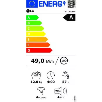 LG WT1210BBF pesumasin-kuivati 22 kg 1400 p/min must