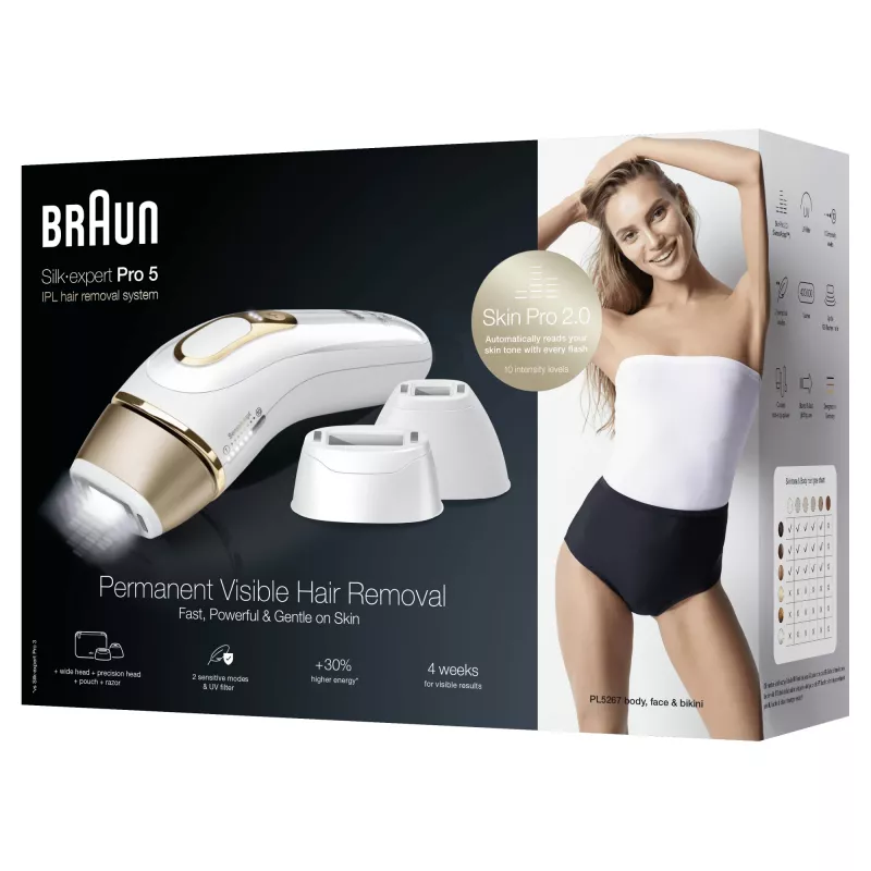 Braun Silk-expert Pro Silk·expert Pro 5 PL5267 intensiivne impulssvalgus (IPL) Kuldne, Valge
